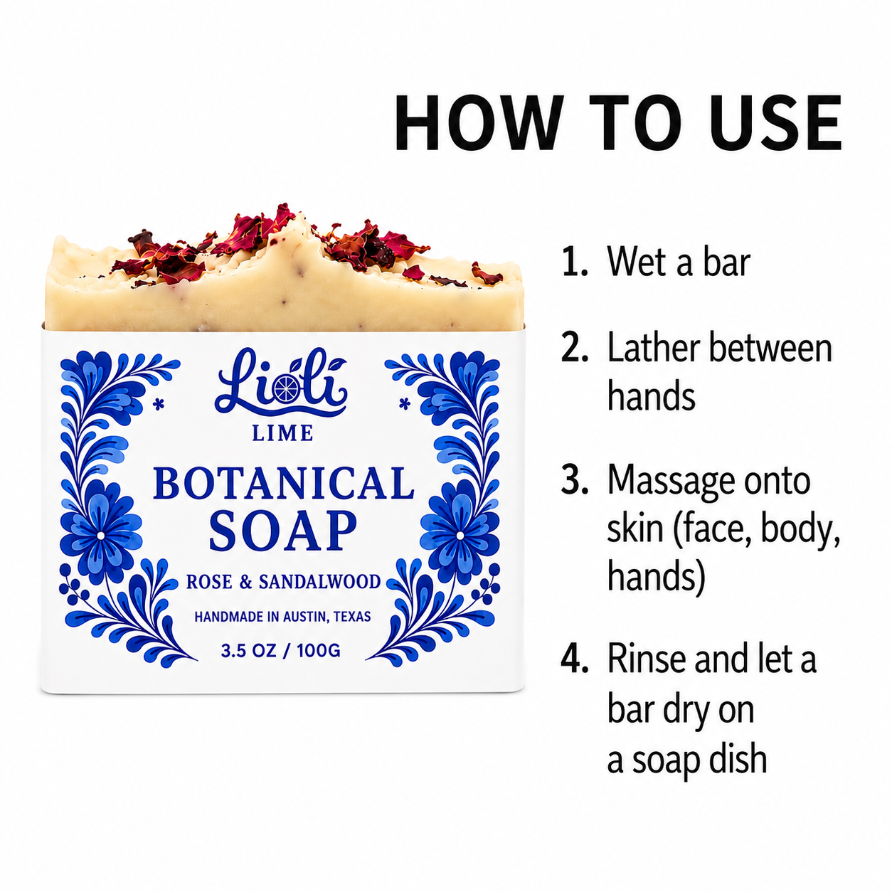 Rose & Sandalwood Botanical Soap Bar | 1 Bar, 3.5 oz