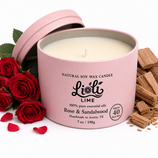 Rose & Sandalwood Soy Wax Candle | Net wt. 7 oz