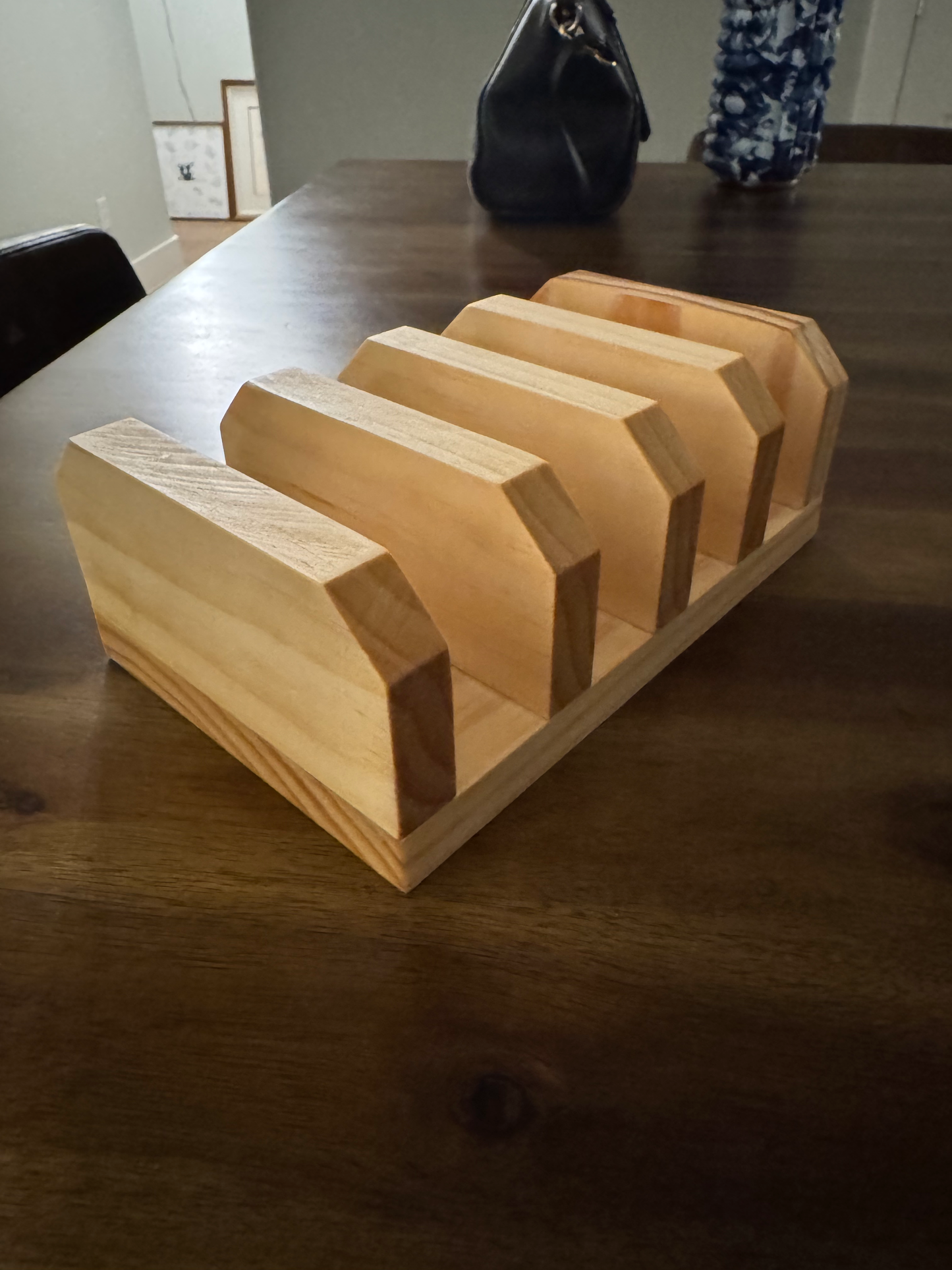 Handmade Pine Cutting Board Holder 4-Slot Countertop Organizer | Tung Oil Finish