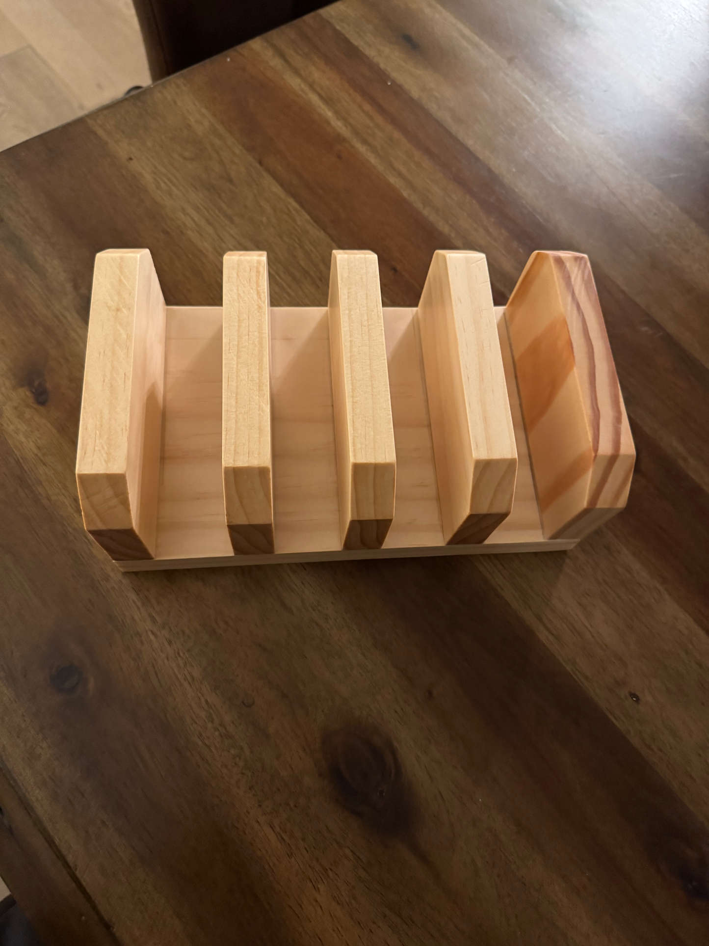 Handmade Pine Cutting Board Holder 4-Slot Countertop Organizer | Tung Oil Finish