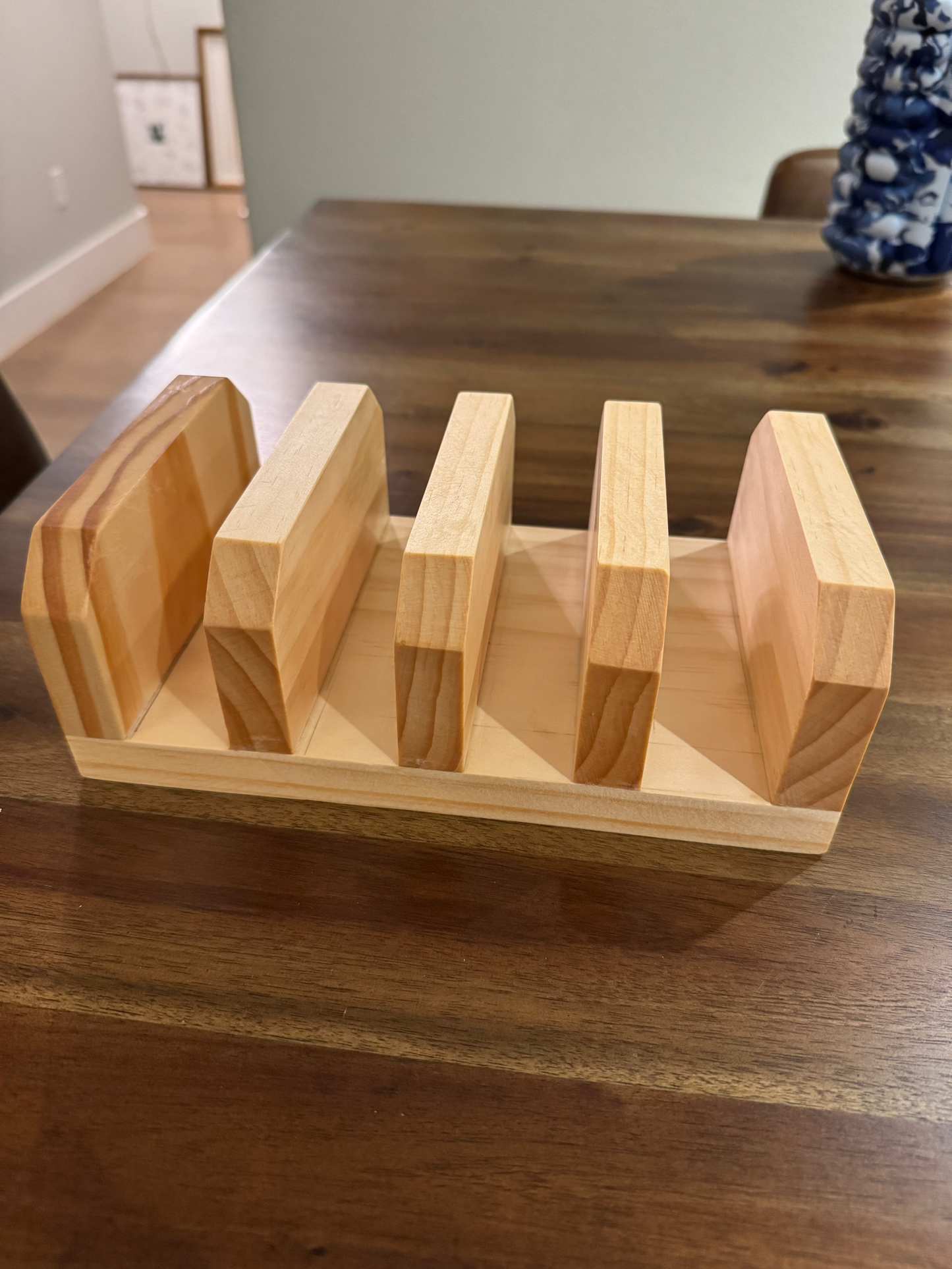 Handmade Pine Cutting Board Holder 4-Slot Countertop Organizer | Tung Oil Finish