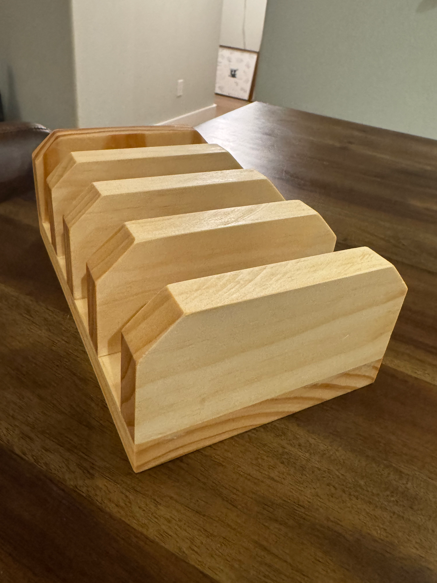 Handmade Pine Cutting Board Holder 4-Slot Countertop Organizer | Tung Oil Finish