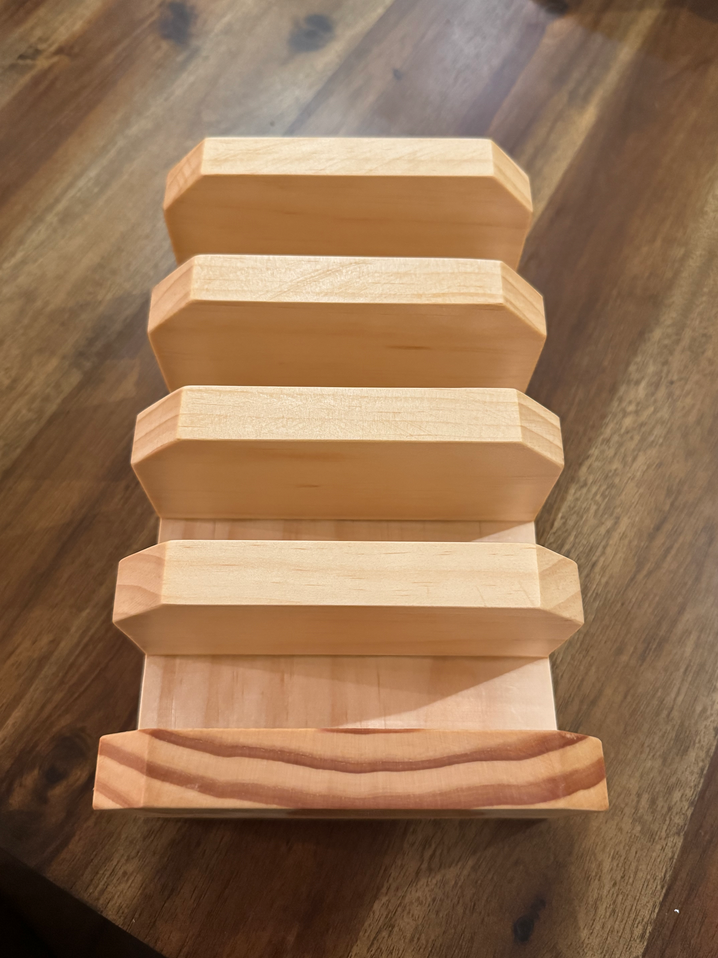 Handmade Pine Cutting Board Holder 4-Slot Countertop Organizer | Tung Oil Finish