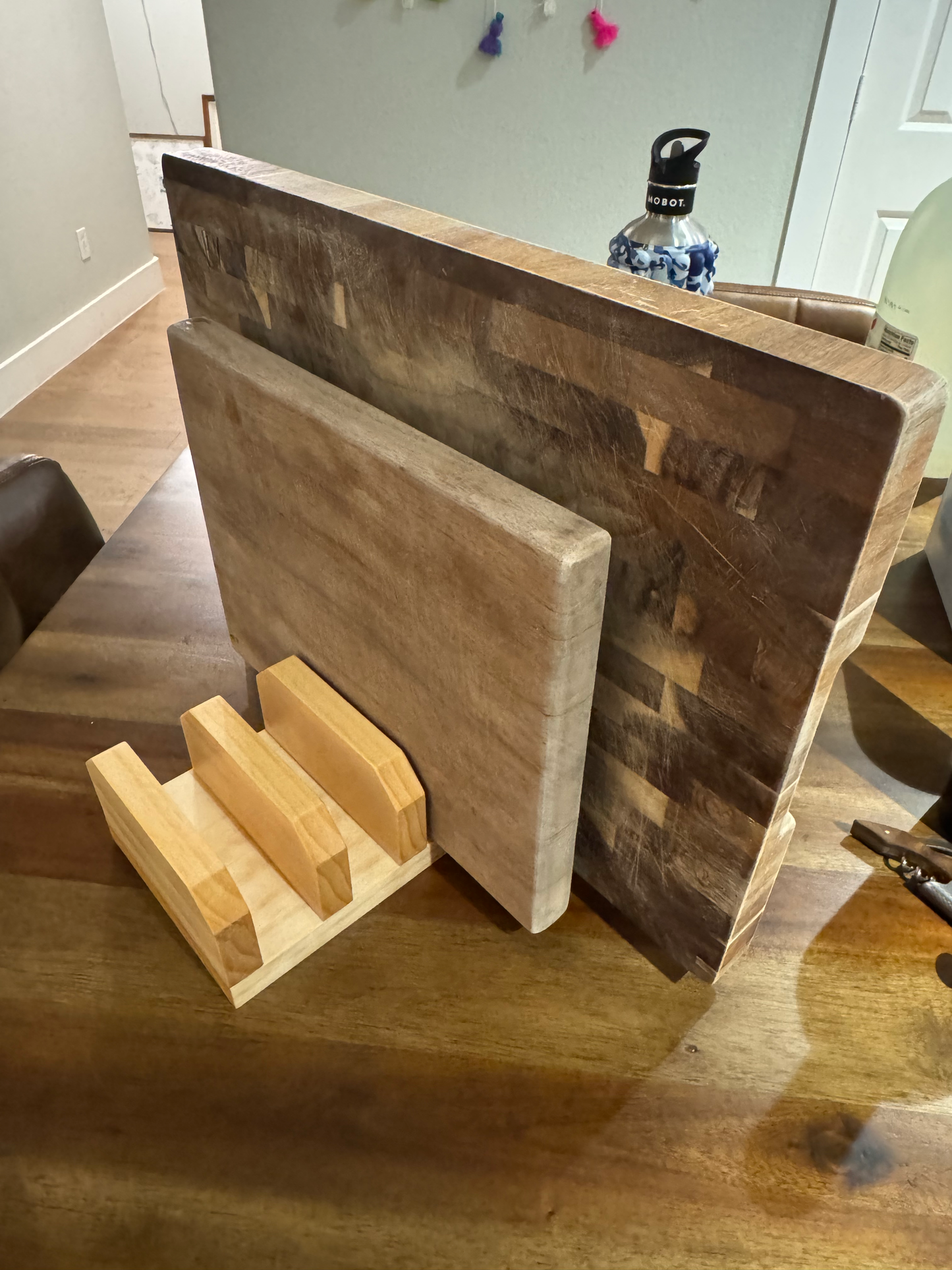 Handmade Pine Cutting Board Holder 4-Slot Countertop Organizer | Tung Oil Finish