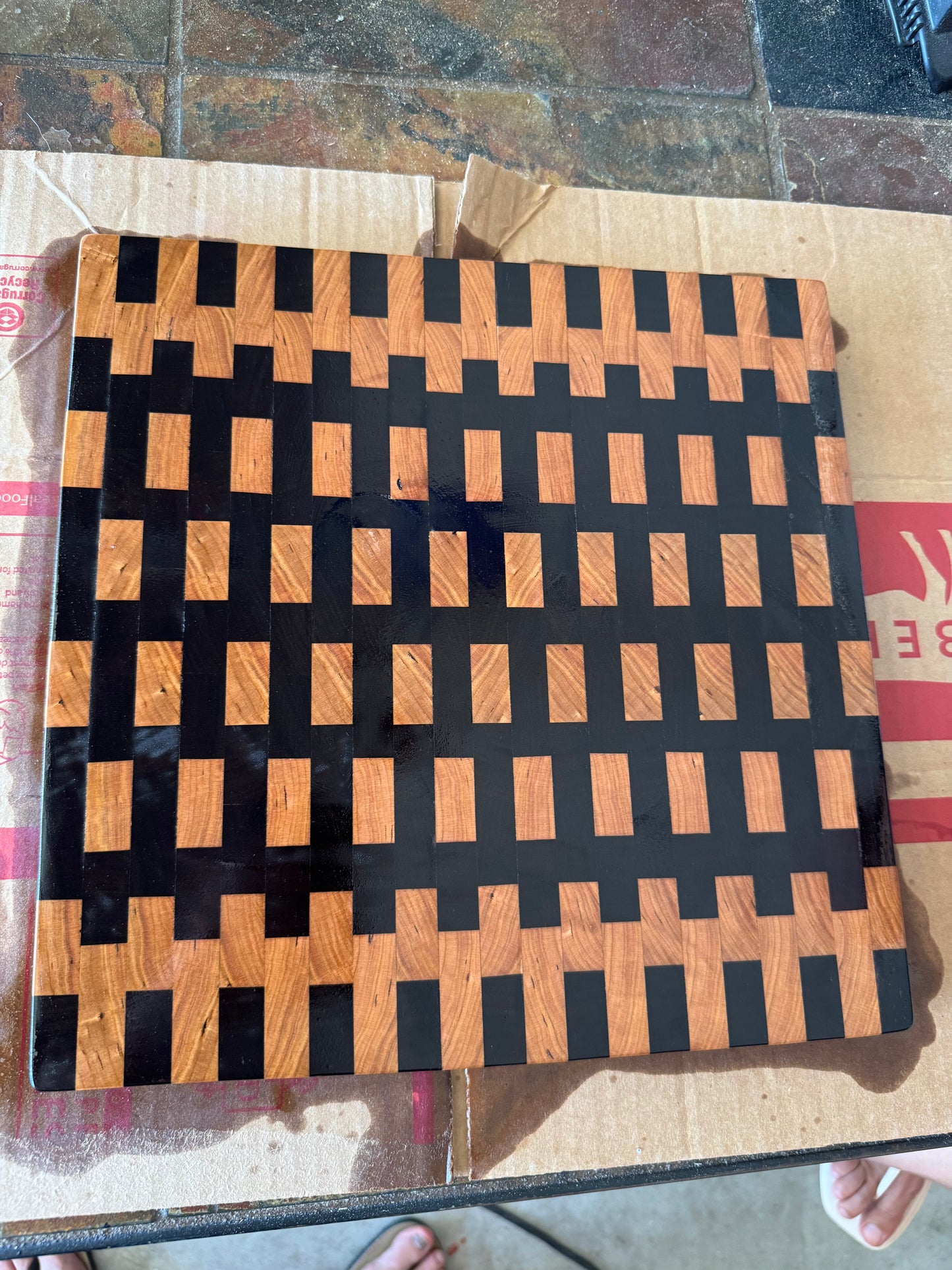 Walnut and Maple End-Grain Cutting Board | ~12" x 13" x 1"