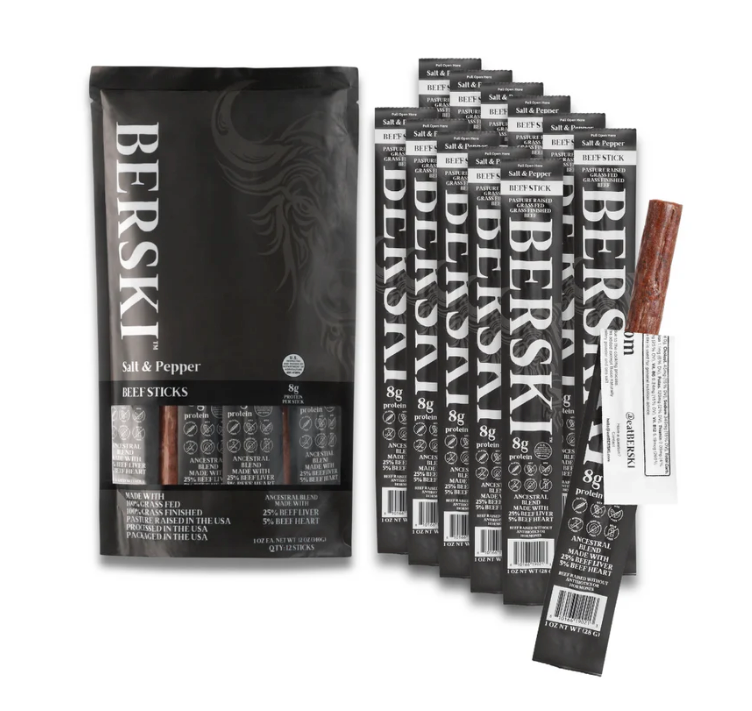 Berski Salt & Pepper Ancestral Beef Sticks | 1 oz Sticks
