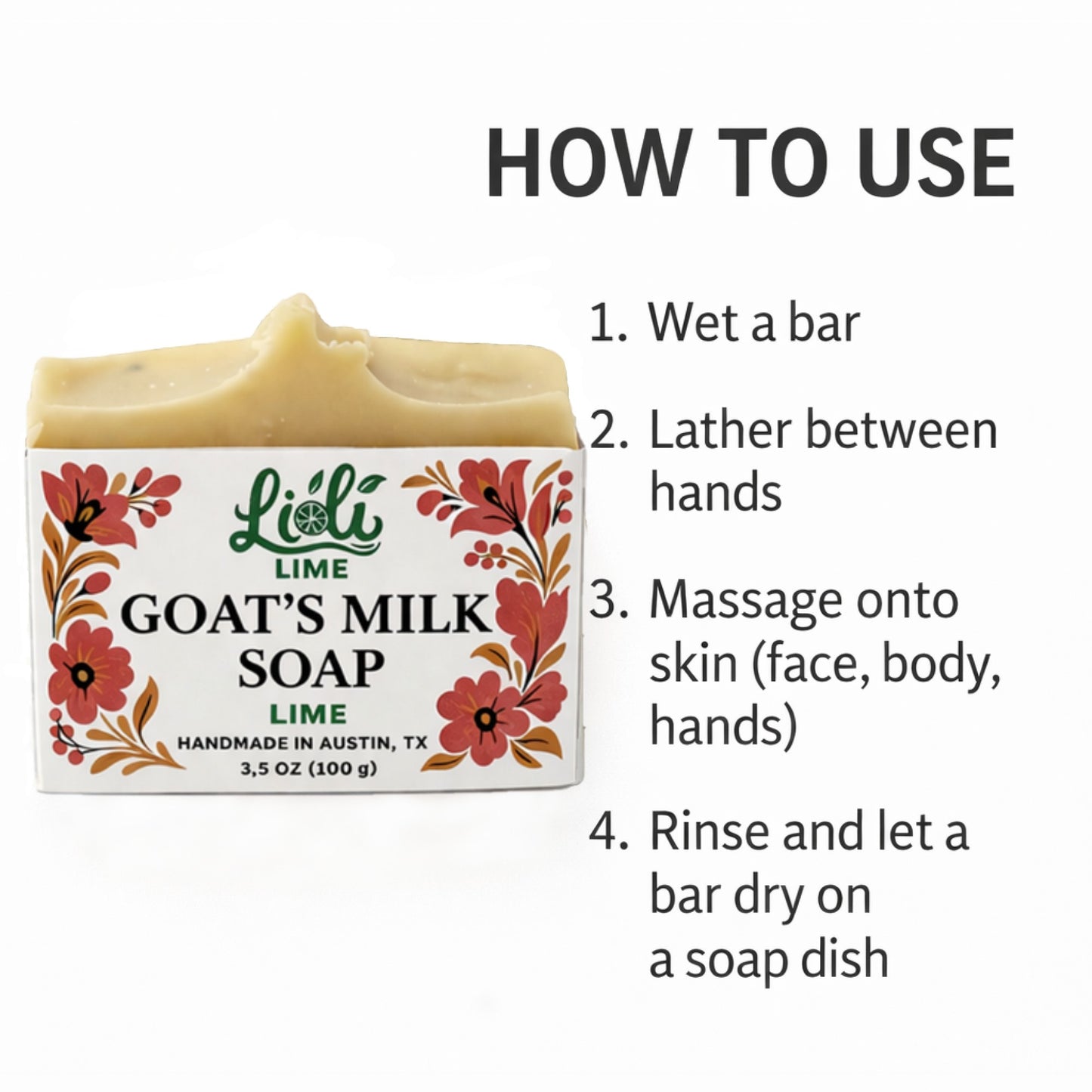 Handmade Lime Goat Milk Soap Bar | 1 Bar, 3.5oz