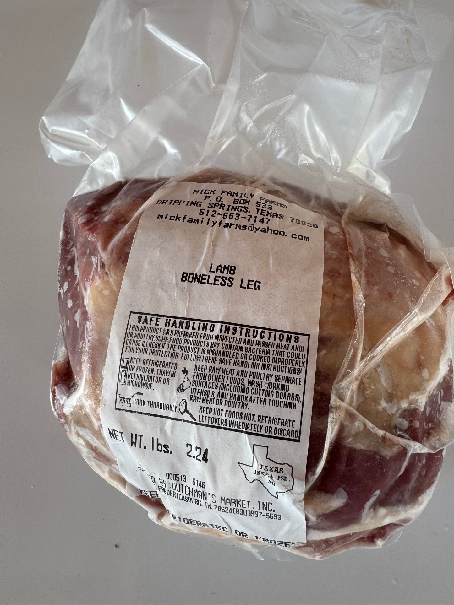 Lamb Boneless Leg Roast | ~2.25 lbs (100% Grass-fed, Grass-finished)
