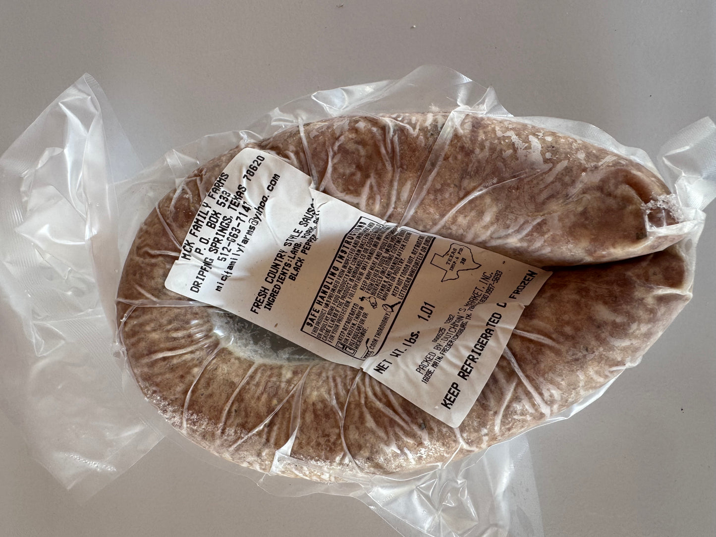 Fresh Sausage Lamb & Pork | ~1 lb (100% Grass-fed, Grass-finished)