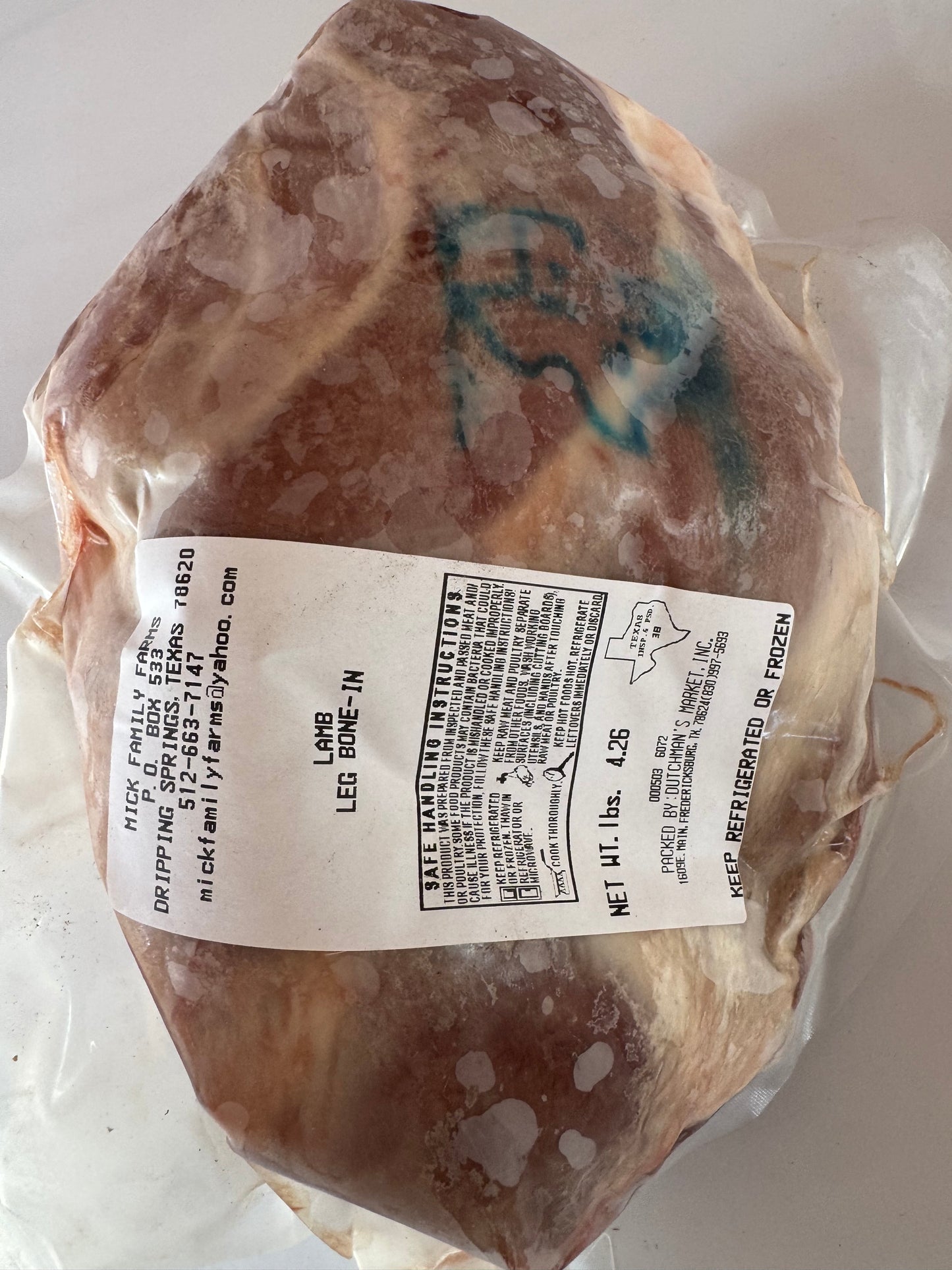 Lamb Bone-In Leg Roast | ~4.25 lbs (100% Grass-fed, Grass-finished)