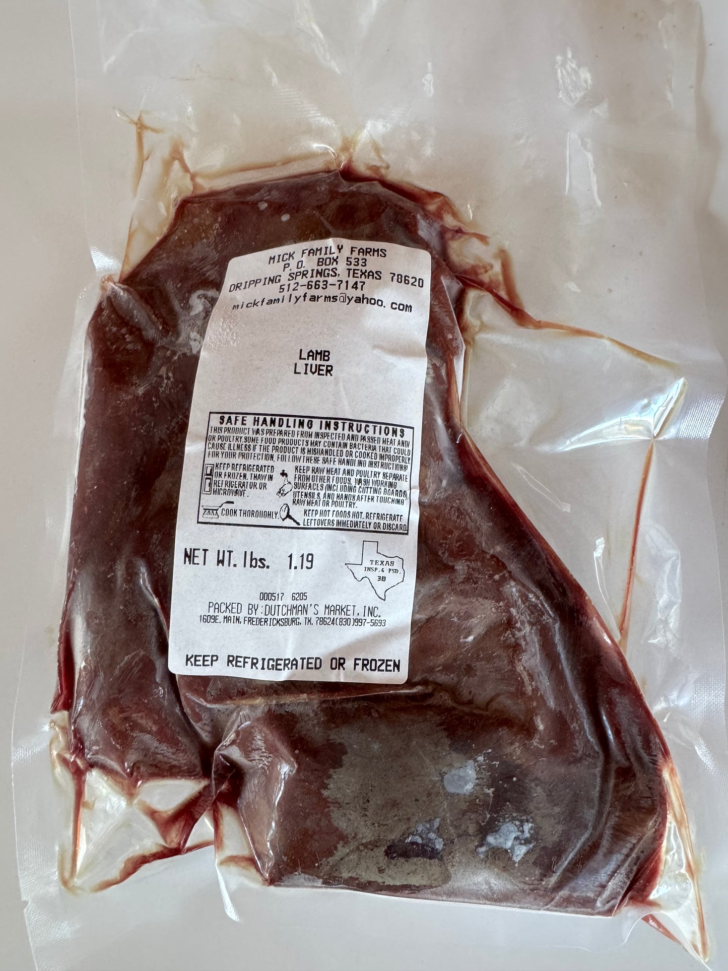 Lamb Liver | ~1.25 lbs (100% Grass-fed, Grass-finished)